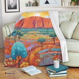 Urulu Travelling Blanket - Urulu Mountain Oil Painting Art Blanket