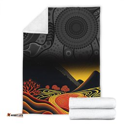 Australia Aboriginal Blanket - Rainbow Serpent Dreamtime Land Art Inspired Blanket