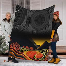 Australia Aboriginal Blanket - Rainbow Serpent Dreamtime Land Art Inspired Blanket