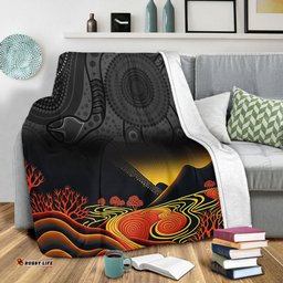 Australia Aboriginal Blanket - Rainbow Serpent Dreamtime Land Art Inspired Blanket