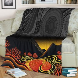 Australia Aboriginal Blanket - Rainbow Serpent Dreamtime Land Art Inspired Blanket