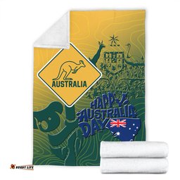Australia Australia Day Blanket - Australia Coat Of Arms Kangaroo And Koala Sign Blanket