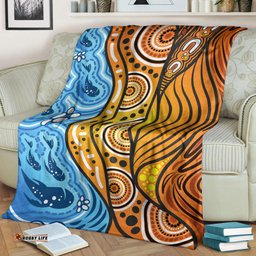 Australia Aboriginal Inspired Blanket - Nature Aboiginal Inspired Dot Painting Style