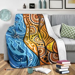 Australia Aboriginal Inspired Blanket - Nature Aboiginal Inspired Dot Painting Style