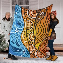 Australia Aboriginal Inspired Blanket - Nature Aboiginal Inspired Dot Painting Style