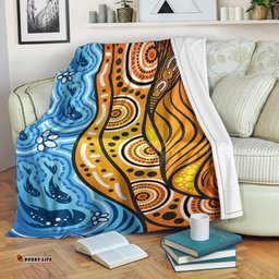 Australia Aboriginal Inspired Blanket - Nature Aboiginal Inspired Dot Painting Style