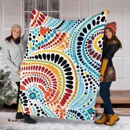 Australia Aboriginal Blanket - Traditional Australian Aboriginal Native Design (White) Ver 1 Blanket