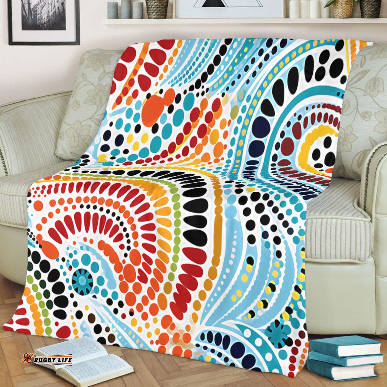 Australia Aboriginal Blanket - Traditional Australian Aboriginal Native Design (White) Ver 1 Blanket