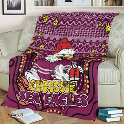 Manly Warringah Sea Eagles Christmas Custom Blanket - Christmas Knit Patterns Vintage Jersey Ugly Blanket