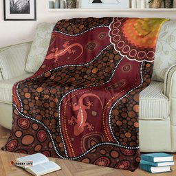 Australia Aboriginal Inspired Blanket - Lizard Aboriginal Inspired Dot Painting Style