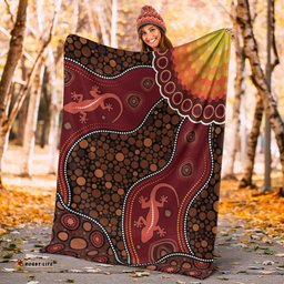 Australia Aboriginal Inspired Blanket - Lizard Aboriginal Inspired Dot Painting Style