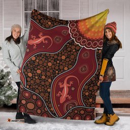 Australia Aboriginal Inspired Blanket - Lizard Aboriginal Inspired Dot Painting Style