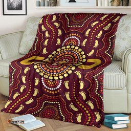 Australia Aboriginal Inspired Blanket - Foots Print Aboiginal Inspired Dot Painting Style