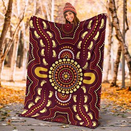 Australia Aboriginal Inspired Blanket - Foots Print Aboiginal Inspired Dot Painting Style