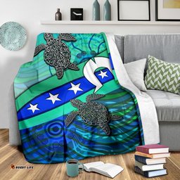 Premium Blanket Torres Strait Flag And Turtle