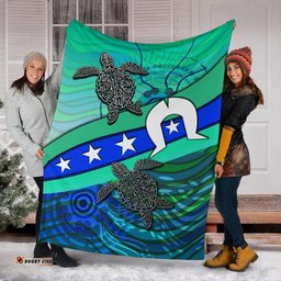 Premium Blanket Torres Strait Flag And Turtle