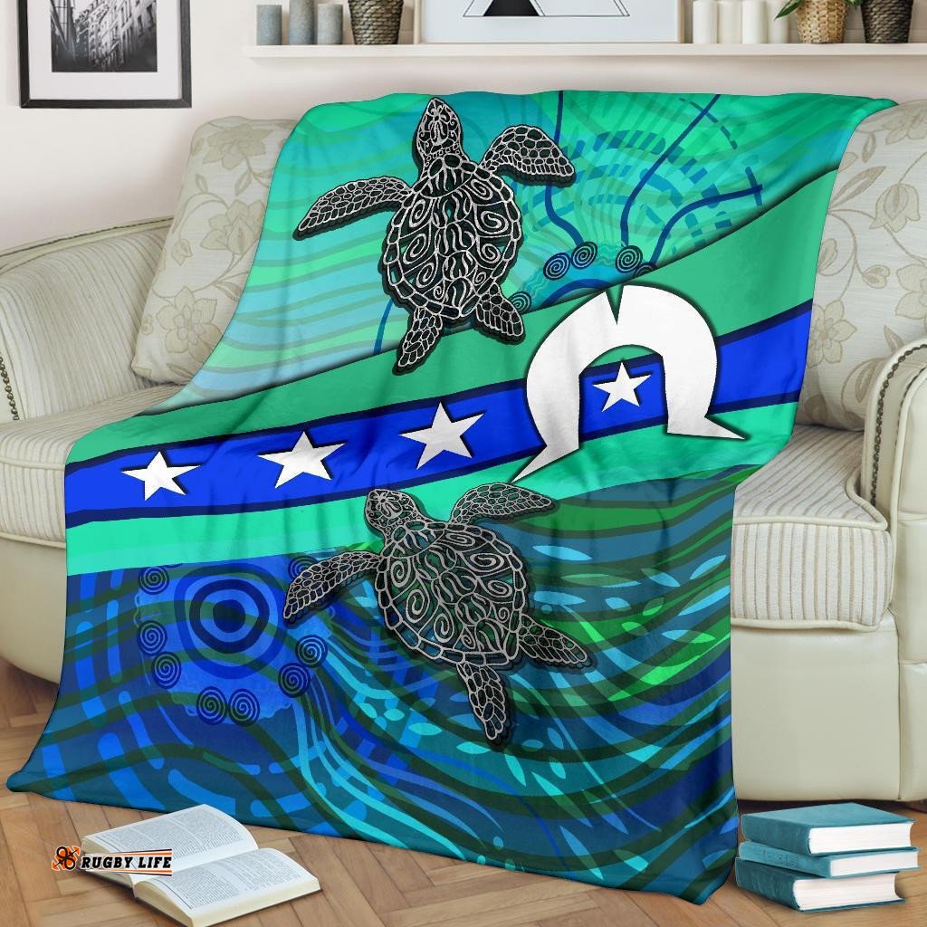 Premium Blanket Torres Strait Flag And Turtle