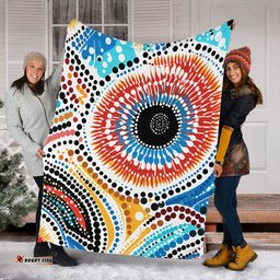 Australia Aboriginal Blanket - Traditional Australian Aboriginal Native Design (White) Ver 2 Blanket