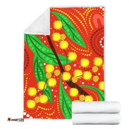 Australia Aboriginal Blanket - Aboriginal Dot Art Of Australian Yellow Wattle Painting Blanket