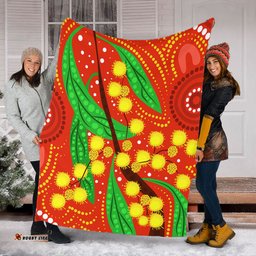 Australia Aboriginal Blanket - Aboriginal Dot Art Of Australian Yellow Wattle Painting Blanket