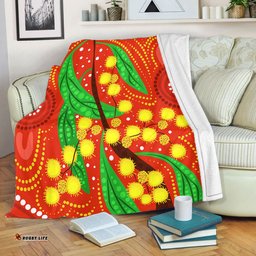Australia Aboriginal Blanket - Aboriginal Dot Art Of Australian Yellow Wattle Painting Blanket