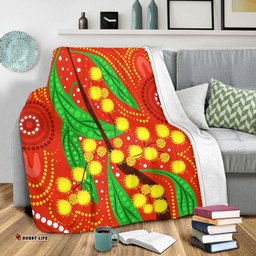 Australia Aboriginal Blanket - Aboriginal Dot Art Of Australian Yellow Wattle Painting Blanket