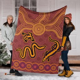 Australia Aboriginal Inspired Blanket - Indigenous Animal Aboriginal Inspired Dot Painting Style
