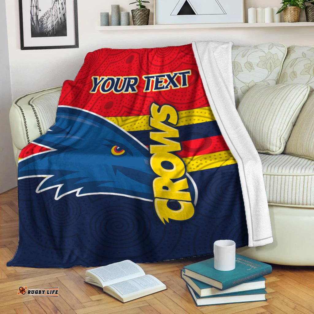 Custom Personalised Adelaide Crows Blanket Aboriginal Dot Painting