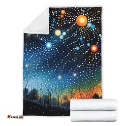 Australia Aboriginal Blanket - Aboriginal Dot Painting Dreamtime Story Of A Night Sky Blanket