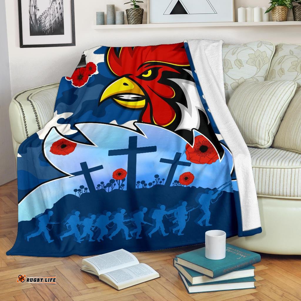 Roosters ANZAC Day Premium Blanket Military Blue