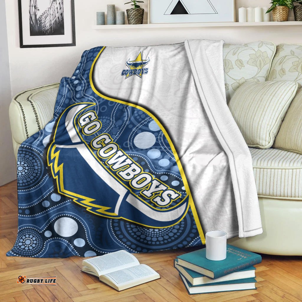cowboys rugby permium blanket indigenous pattern 2022 premiers sporty style