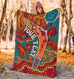 Aboriginal Personalised Premium Blanket Indigenous Boomerang