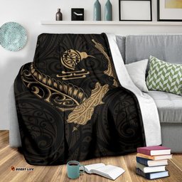 New Zealand Heart Premium Blanket Map Kiwi mix Silver Fern Gold