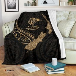 New Zealand Heart Premium Blanket Map Kiwi mix Silver Fern Gold