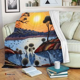 Australia Aboriginal Blanket - Aboriginal River In Circle and Dot Painting Blanket