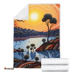Australia Aboriginal Blanket - Aboriginal River In Circle and Dot Painting Blanket