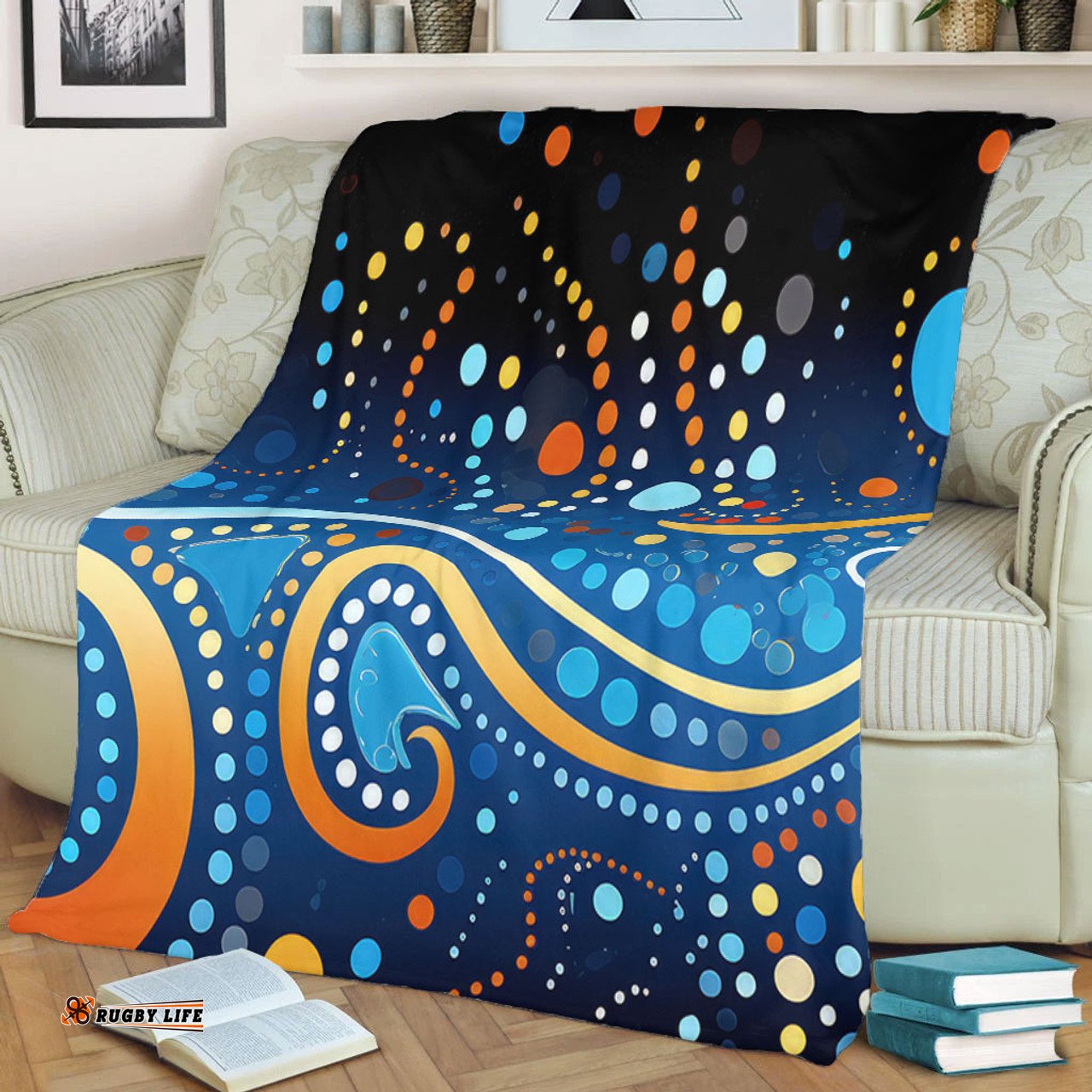 Australia Dreaming Aboriginal Blanket - Aboriginal Culture Indigenous Dot Painting Color Inspired Blanket