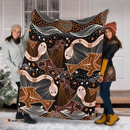 Australia Aboriginal Blanket - Underwater Painting In Aboriginal Style Blanket