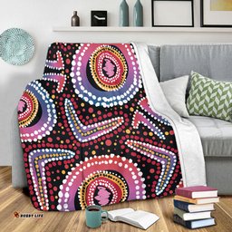 Australia Dot Painting Inspired Aboriginal Blanket - Boomerang From Aboriginal Art Blanket
