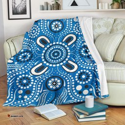 Premium Blanket Indigenous Circle Dot Painting Blue Color