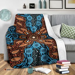 Australia Aboriginal Inspired Blanket - River And Land Aboriginal Art Painting