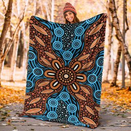 Australia Aboriginal Inspired Blanket - River And Land Aboriginal Art Painting
