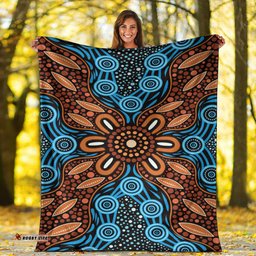 Australia Aboriginal Inspired Blanket - River And Land Aboriginal Art Painting