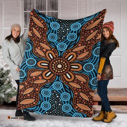 Australia Aboriginal Inspired Blanket - River And Land Aboriginal Art Painting