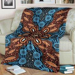 Australia Aboriginal Inspired Blanket - River And Land Aboriginal Art Painting