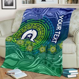 Custom Text Torres Strait Islanders Premium Blanket Aboriginal Turtle