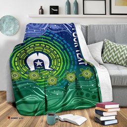 Custom Text Torres Strait Islanders Premium Blanket Aboriginal Turtle