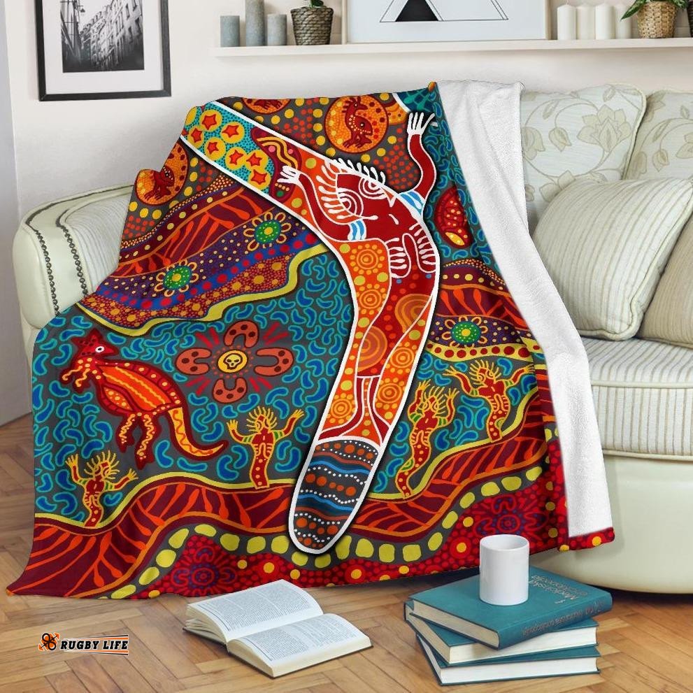 Aboriginal Premium Blanket Indigenous Boomerang