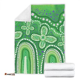 Australia Aboriginal Blanket - Dot painting illustration in Aboriginal style Green Blanket