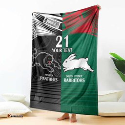 Custom RabbitohsPanthers Blanket NRL Tribal Half Style